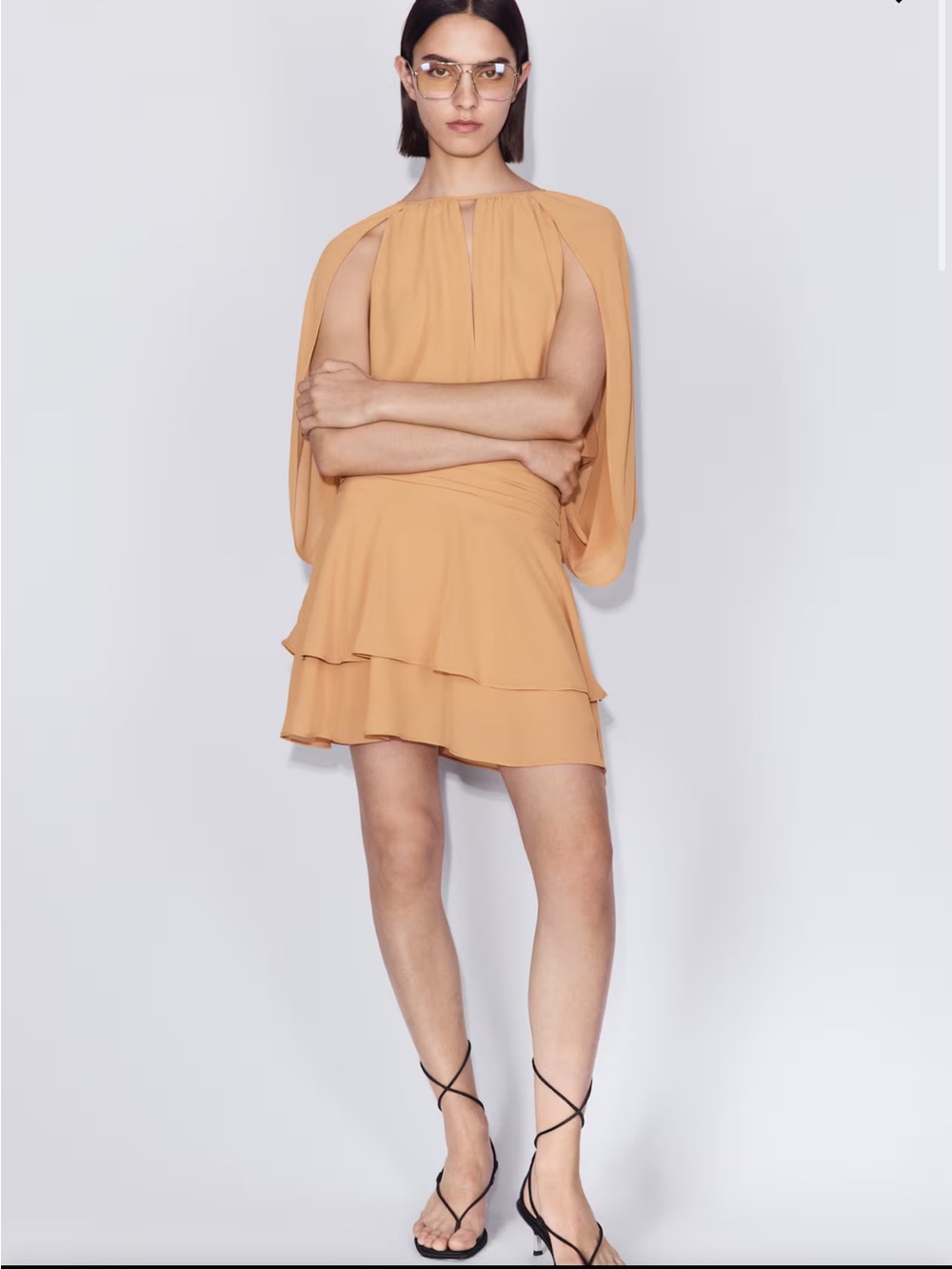 H&M Peach Tiered Mini Dress